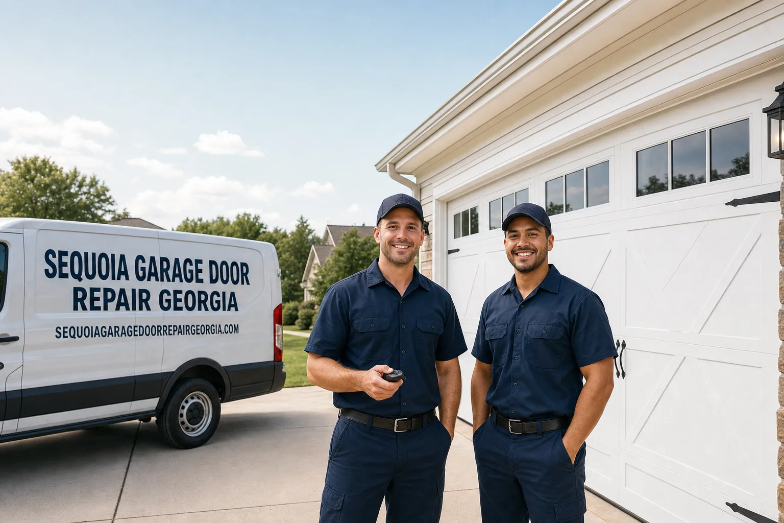 Sequoia Garage Door Repair Georgia service vehicle and crew in Georgia, GA